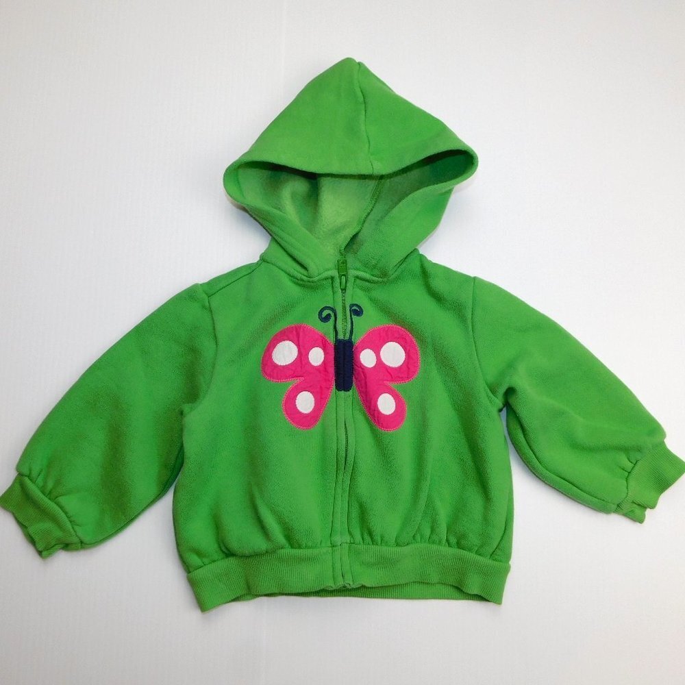 Gymboree Green Pink Butterfly Full Zip Hoodie Baby Girls 18-24 months 18M 24M